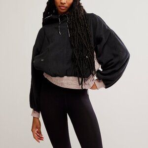 FP Movement by Free People Black Cropped Oversized Hoodie